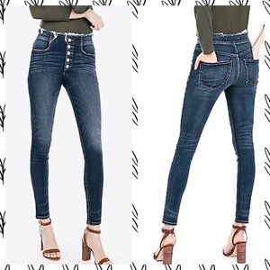High Waisted Denim Perfect Button Fly Ankle Skinny Jeans
